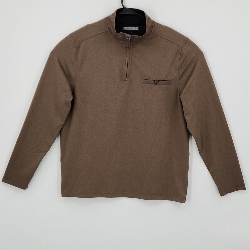 Age Of Wisdom Nicoby 1/4 Zip Brown Pullover Long Sleeve Sweater Men's Large $128